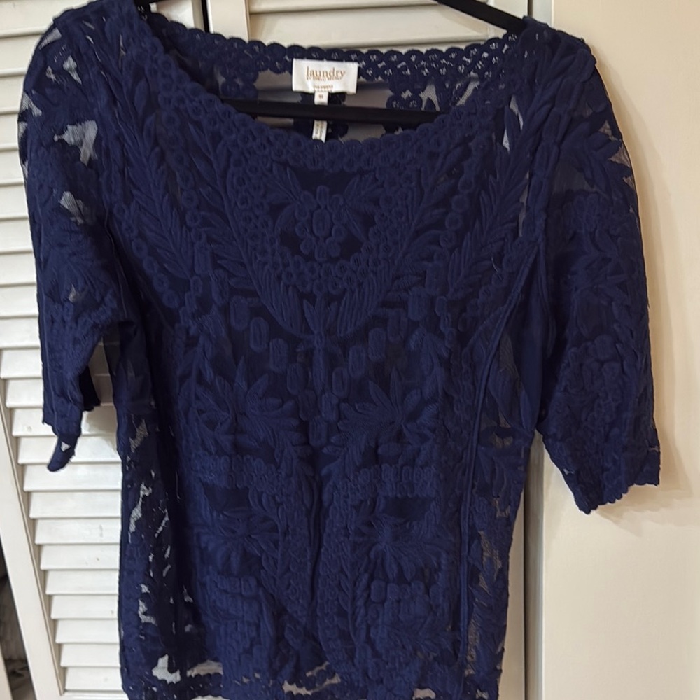 Laundry By Shelli Segal Women's Navy Lace Top